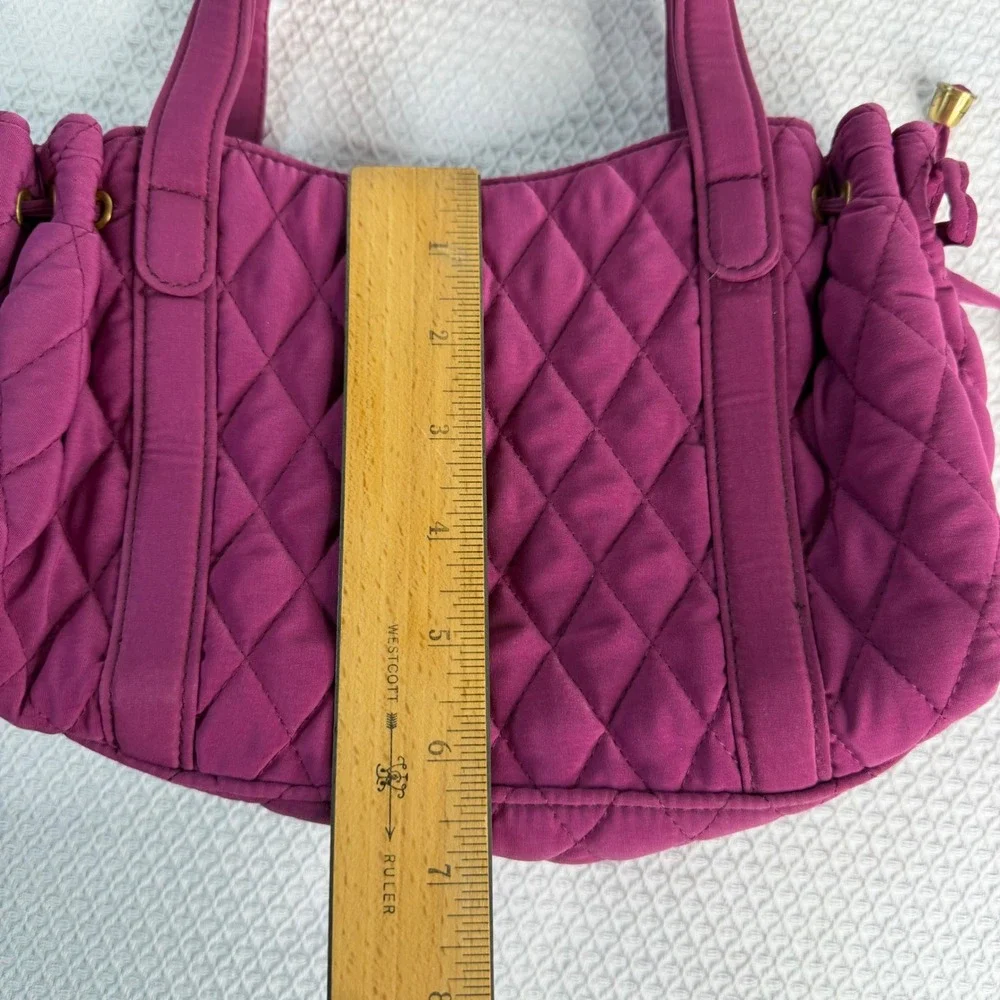 Vera Bradley Plum Purple Quilted Microfiber Handbag Satchel Tote Gold Hardware